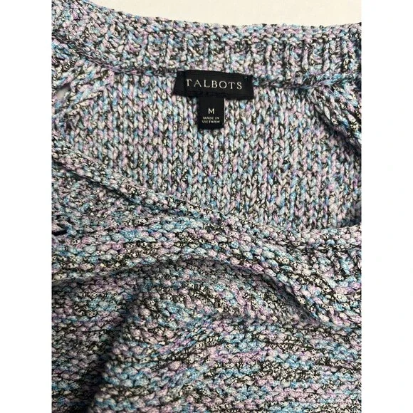 Talbots Women's Sweater Gray with Shades of Blue /Pink Roll Neck  Size Medium - Picture 3 of 16